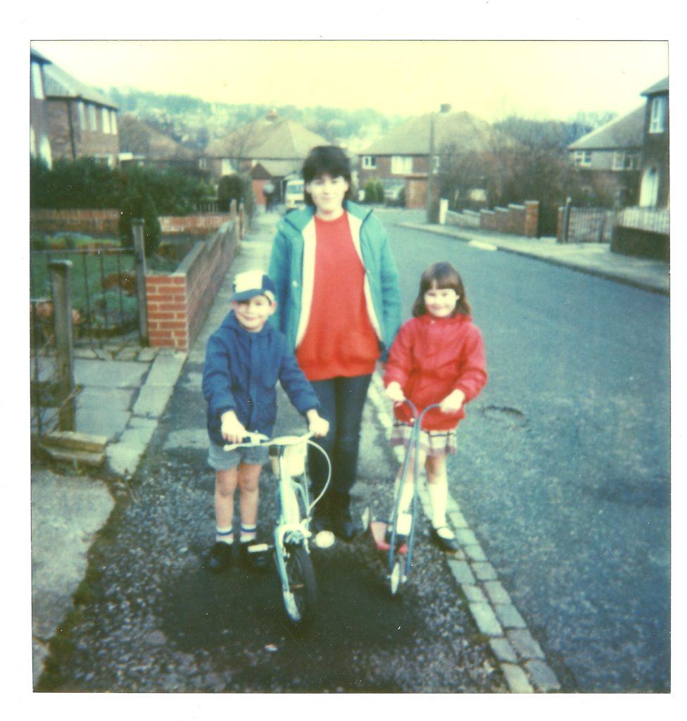 Family on pavement.
