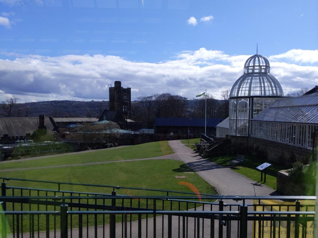Park with glass dome.