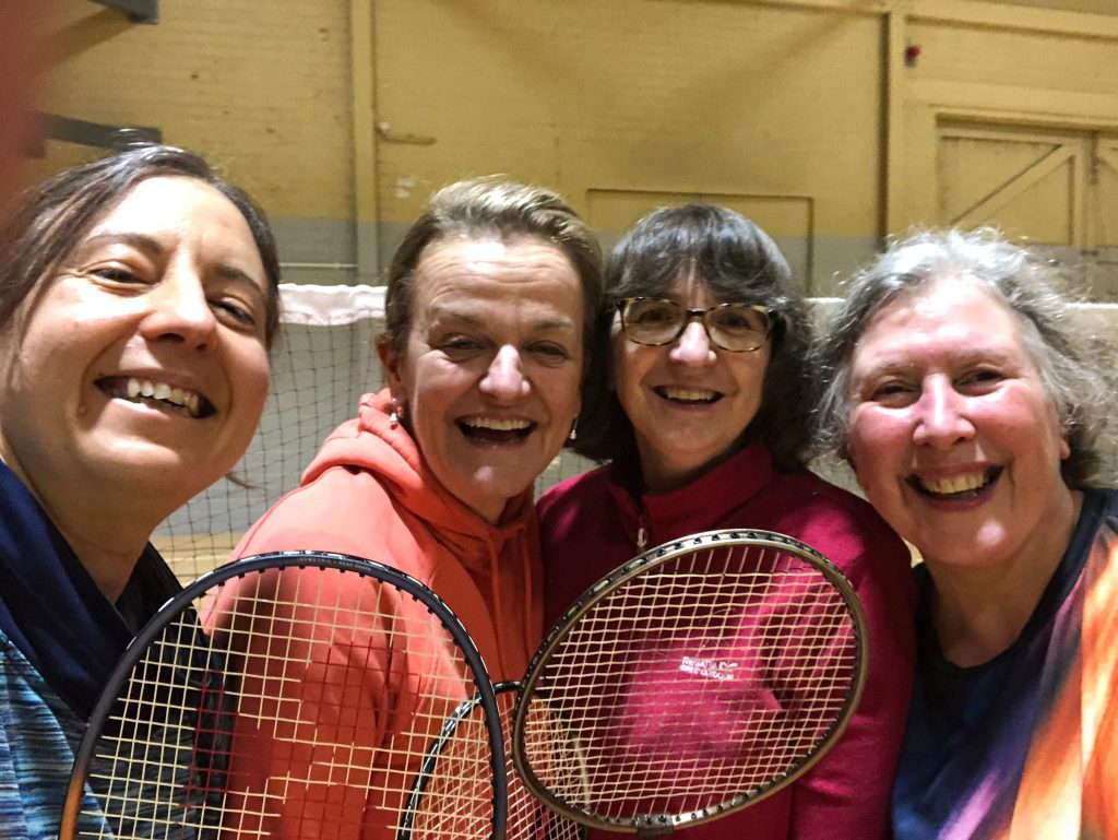 Active January 2025 1 4 Smiling women about to have a game of badminton
